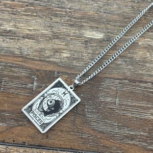 5/$10 Tarot Card Style Astrological Pisces Pendant On Silver Coloured Chain